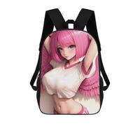 sinyumoney Pink-Haired Angel Girl Anime Girl Mochila Escolar, Mochila De Negocios, Mochila Impermeable Para Libros, Para Acampar, Aventuras Al Aire Libre Y Viajes Diarios 17inch