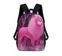 sinyumoney Pink Lion in A Forest Illustration Mochila Escolar Infantil De 17 Pulgadas Con Estampado 3D De Películas De Anime Para Niños, Mochila De Viaje, Mochila Escolar Infantil