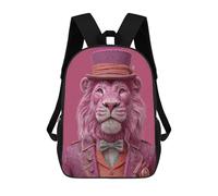 sinyumoney Pink Lion in Top Hat Mochila Escolar De 17 Pulgadas Para Adolescentes, Con Estampado 3D, Ajustable Y Con Bolsillos, Ideal Para Niños, Niñas Y Estudiantes.