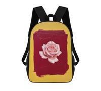 sinyumoney Pink Rose on Red And Yellow Mochila Escolar Mochilas Escolares Para Niñas Y Niños Mochila Con Bolsillo Mochila Escolar De Moda Para Niños 17inch