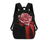 sinyumoney Pink Rose on Red Fabric Mochila Escolar Impresa En 3D Mochilas Informales Para Niños Mochila Escolar Impresa En 3D Para Niños De Primaria Y Secundaria 17inch
