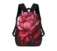 sinyumoney Pink Roses Stained Glass Mochila Escolar Resistente Al Agua, Mochila De Viaje, Bolsa Para Computadora Para Campus, Viajes Al Aire Libre, Deportes 17inch