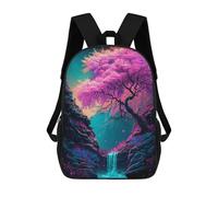 sinyumoney Pink Tree And Small Waterf Mochila Infantil Con Impresión 3D, Mochila Escolar Para Niños, Mochila Informal Divertida Para Niños Y Adolescentes 17inch