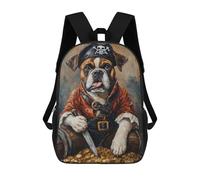 sinyumoney Pirate Bulldog Treasure Chest-4 Mochila Escolar De 17 Pulgadas Impresa En 3D Mochilas Infantiles Mochila Genial Impresa En 3D Para Niños De Primaria Y Secundaria