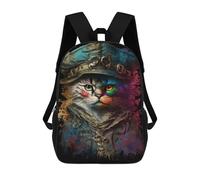 sinyumoney Pirate Cat Painting Mochila Escolar Resistente Al Agua, Mochila De Viaje, Bolsa Para Computadora Para La Escuela/trabajo/viajes 17inch