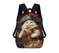 sinyumoney Pirate Cat Treasure Chest-16 Mochila Escolar Para Institutos De Secundaria Mochila Informal - Perfecta Para Viajes, Trabajo Y Uso Diario 17inch