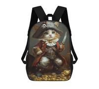 sinyumoney Pirate Cat Treasure Chest Mochila Escolar Ligera Para Aeropuerto, Estudiantes Universitarios, Mochila Para Niños/niñas/adolescentes 17inch