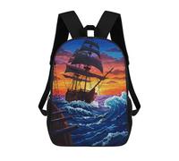 sinyumoney Pirate Ship at Sea Sunset Mochila Infantil De Moda Divertida Mochila Escolar Para Niños Y Adolescentes Con Impresión 3D Para Niños 17inch