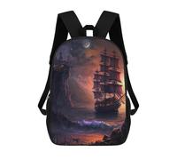 sinyumoney Pirate Ship at Sunset Mochilas Infantiles Escolares Impresas En 3D, Mochilas Para Niños, Mochilas De Viaje Para Niños Y Niñas, Mochilas Escolares Para Niños 17inch