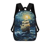 sinyumoney Pirate Ship in Ocean Mochila Escolar Impresa En 3D Mochilas Informales Para Niños Mochila Escolar Impresa En 3D Para Niños De Primaria Y Secundaria 17inch