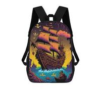 sinyumoney Pirate Ship in Stormy Seas Mochila Escolar Impresa En 3D Para Niños, Mochila Escolar, Mochilas De Viaje, Bolso Informal De Moda Para Niños Y Estudiantes 17inch