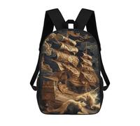 sinyumoney Pirate Ship Lost at Sea Mochila Escolar Para Niños, Mochila Escolar De Gran Capacidad Para Niños, Mochila Escolar 3D, Regalos Para Niños 17inch