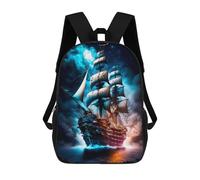 sinyumoney Pirate Ship Mochila Escolar Impresa En 3D Para Niños, Mochila Escolar Informal De Moda Para Viajes Para Niños Y Estudiantes 17inch