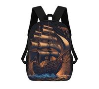 sinyumoney Pirate Ship Mochila Infantil, Mochila Escolar Impresa En 3D, Mochila Para Niños Y Niñas, Mochila Escolar Ajustable Para La Escuela Primaria 17inch