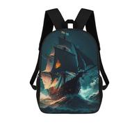 sinyumoney Pirate Ship Storm -1 Mochila, Mochila Escolar Impresa En 3D, Bolsa Para El Almuerzo Escolar, Mochila De Viaje, Mochila Para Amigos, Mochila Escolar Para Niñas Y Niños 17inch