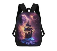 sinyumoney Pirate Ship Stormy Sea -1 Mochila Escolar, Mochila Para Portátil, Mochila Para Niños/niñas/adolescentes 17inch