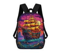 sinyumoney Pirate Ship Sunset Mochilas Para Niños, Mochilas Escolares Personalizadas En 3D Para Niños Y Niñas, Mochilas Escolares Grandes, Mochilas Informales Para El Día A Día 17inch