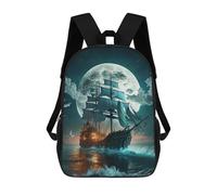 sinyumoney Pirate Ship Under Full Moon -1 Mochila Escolar Para Niños Mochila Escolar Impresa En 3D Mochila Escolar De Moda Para Niños De Primaria Y Secundaria 17inch
