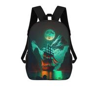 sinyumoney Pirate Ship Under Full Moon -5 Mochilas Para Niños Mochila Escolar Mochila Escolar Impresa En 3D Para Niños Estudiantes De Primaria Y Secundaria 17inch
