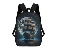 sinyumoney Pirate Ship Under Full Moon Mochilas Infantiles Escolares Impresas En 3D, Mochilas Para Niños, Mochilas De Viaje Para Niños Y Niñas, Mochilas Escolares Para Niños 17inch