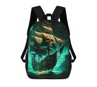 sinyumoney Pirate Ship with Skull Sails Mochilas Impresas En 3D Para Niños, Mochila Escolar, Mochila Informal Para Exteriores, Mochila Informal De Moda Para Niños, Lindas Bolsas De Viaje 17inch