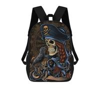 sinyumoney Pirate Skull with Raven Mochila Infantil, Mochila Escolar Para Niños, Mochila Escolar Infantil Con Estampado 3D De Dibujos Animados, Mochila De Gran Capacidad Para Niños Y Niñas 17inch