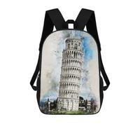 sinyumoney Pisa in Watercolor Mochila Escolar Para Niños Con Impresión 3D, Mochila Moderna Para Niños Y Niñas, Mochila Informal Para Estudiantes. 17inch
