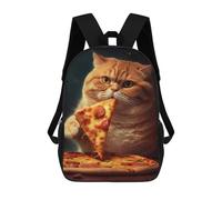 sinyumoney Pizza Eating Cat Mochila Escolar Resistente Al Agua - Perfecta Para Viajes, Trabajo Y Uso Diario 17inch