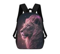 sinyumoney Pizza Starry Night - Mochila escolar ligera e informal para niños, niñas y adolescentes, Pink Fantasy Lion Glow, 17"