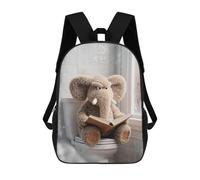 sinyumoney Plush Elephant Reading on Toilet Mochila Escolar Mochila De Día Mochila De Negocios Mochila Impermeable Para Libros Para Niños/Niñas/Adolescentes 17inch