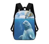 sinyumoney Polar Bear And Beluga Whale Mochila Escolar Para Niñas Y Niños, Mochilas De Gran Capacidad, Mochilas Ligeras Para Niños Y Estudiantes 17inch