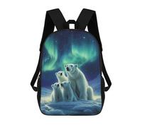 sinyumoney Polar Bear Family Under Aurora Borealis Mochila Escolar Impresa En 3D Para Niños Y Niñas, Mochila Para Portátil Para Niños/estudiantes/adultos 17inch