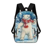 sinyumoney Polar Bear Ice Skating Mochila Escolar Infantil De Moda Informal Mochilas Infantiles Impresas En 3D Mochila Grande Para Niño 17inch