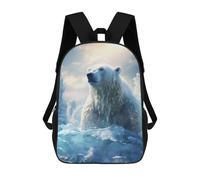 sinyumoney Polar Bear in Ice World Mochila Escolar Para Niños De 17 Pulgadas, Mochila Informal De Viaje Para Niños Y Niñas, Mochila De Gran Capacidad Para El Día A Día 17inch