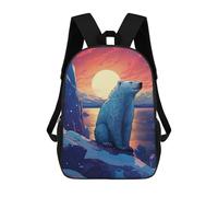 sinyumoney Polar Bear Sunset-1 Mochila Escolar Para Niños Y Niñas, Mochila Informal De Viaje, Mochila De Gran Capacidad Para El Día A Día 17inch