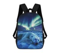 sinyumoney Polar Bear Under Aurora Borealis Mochilas Infantiles Impresas En 3D De 17 Pulgadas. Mochila Escolar Informal Impresa En 3D Para Niños De Primaria Y Secundaria.