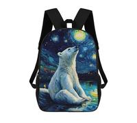 sinyumoney Polar Bear Under Starry Night Mochila Escolar Mochilas Escolares Para Niñas Y Niños Mochila Con Bolsillo Mochila Escolar De Moda Para Niños 17inch