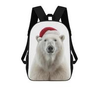 sinyumoney Polar Bear with Christmas Santa Hat Mochila Infantil, Mochila Escolar Impresa En 3D, Mochila Para Niños Y Niñas, Mochila Escolar Ajustable Para La Escuela Primaria 17inch