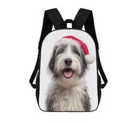sinyumoney Polish Lowland Sheepdog with Santa Hat Mochilas Infantiles Escolares Impresas En 3D, Mochilas Para Niños, Mochilas De Viaje Para Niños Y Niñas, Mochilas Escolares Para Niños 17inch