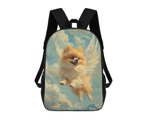 sinyumoney Pomeranian Angel Pet Memorial Tribute Angel Dog Mochila Ligera Informal Para El Día A Día, Mochila Escolar Para Hombres/mujeres 17inch