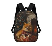 sinyumoney Pomeranian Christmas Portrait Cute Christmas Dog Art Mochila Escolar Grande, Ligera E Informal: Perfecta Para Viajes, Trabajo Y Uso Diario 17inch