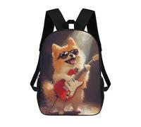 sinyumoney Pomeranian Playing Guitar-2 Mochila Escolar Infantil De 17 Pulgadas Con Estampado 3D, Mochila Moderna Para Niños, Mochilas De Viaje, Bolsas Para Libros, Mochila Escolar Infantil