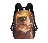 sinyumoney Pomeranian Playing Guitar Mochilas Para Niños 17inch Mochila Escolar Mochila Escolar Impresa En 3D Para Niños De Primaria Y Secundaria