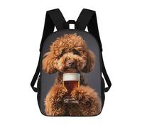 sinyumoney Poodle Beer Mochila Escolar Para Niños Con Impresión 3D, Mochila Moderna Para Niños Y Niñas, Mochila Informal Para Estudiantes. 17inch