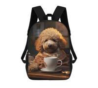 sinyumoney Poodle Dog Coffee Animal Mochila De Peluche Con Dibujos Animados, Mochila 3D Para Niños, Bolsa Escolar, Idea De Regalo De Cumpleaños Para Niños Y Niñas 17inch