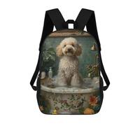 sinyumoney Poodle Dog in A Bathtub Mochilas Infantiles Impresas En 3D, Mochilas De Moda Informales, Mochilas De Viaje Bonitas, Mochilas Informales Para Exteriores Para Niños Y Niñas 17inch