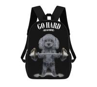 sinyumoney Poodle Dog Weightlifting Mochila Escolar Impresa En 3D Para Niños, Mochila Escolar, Mochilas De Viaje, Bolso Informal De Moda Para Niños Y Estudiantes 17inch