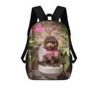 sinyumoney Poodle on Toilet with Phone-2 Mochila Escolar Infantil De 17 Pulgadas, Impresa En 3D, Estilo Casual, Para Niños, Ideal Para Viajes, Como Mochila Escolar O Para Llevar Libros.