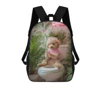 sinyumoney Poodle on Toilet with Phone Mochilas Impresas En 3D Para Niños 17inch Mochilas De Moda Informales Para El Día A Día, Bolsas De Viaje, Mochilas Informales Para Exteriores Para Niños Y Niñas