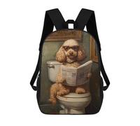 sinyumoney Poodle Reading Newspaper on Toilet-9 Mochila Escolar Infantil De 17 Pulgadas Con Estampado 3D De Películas De Anime Para Niños, Mochila De Viaje, Mochila Escolar Infantil